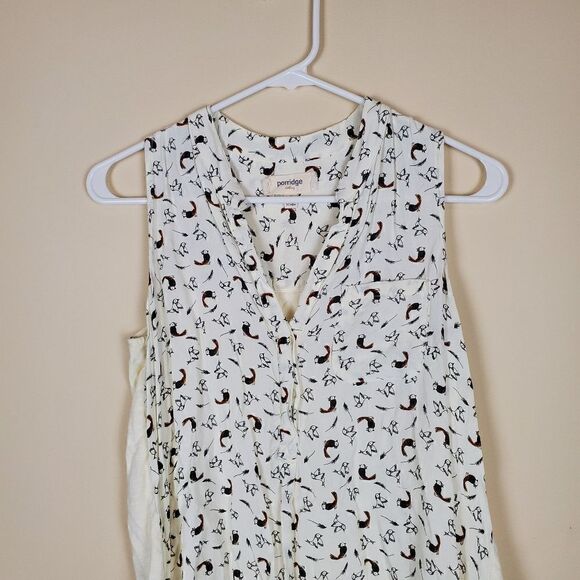 Porridge Anthropologie Bird Print Popover Blouse Size small - Picture 2 of 8